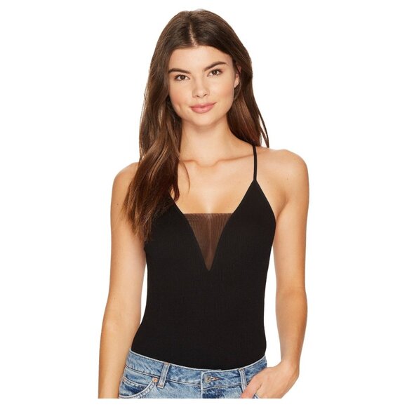 Free People Black Come Around Mesh Spaghetti Strap Cami Tank Top sz xs/s - Picture 1 of 6